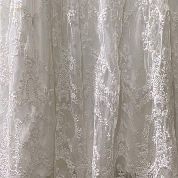 NWT Entro White Dress Embroidered Lace Overlay Crocheted Backless Babydoll - Picture 4 of 16